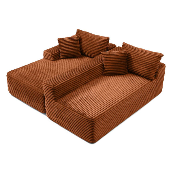 English Elm 105'' Modular L-shape Sectional Corduroy Couch Deep Seat Lounge for Living Room W1117P387757