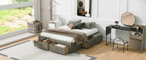English Elm Queen Platform Bed with Six Storage Drawers Low Profile Frame for Modern Bedrooms Antique Gray N708P263022E-1