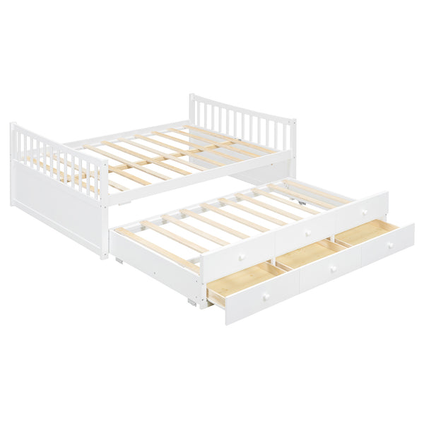 English Elm Full Size Daybed with Trundle Twin Pullout and Three Storage Drawers for Guest Rooms LP100341AAK