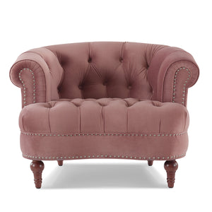 English Elm Jennifer Taylor Home - La La Rosa Victorian Tufted Upholstered Accent Chair in Luxe Velvet with Nailhead Trim and Support Pink B2719P238182