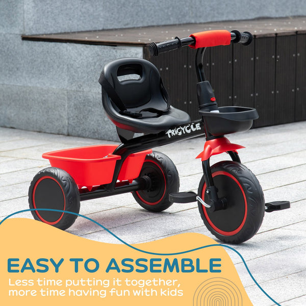 English Elm Qaba Toddler Steel Frame Tricycle with Bell Eva Wheels Ergonomic Seat Indoor Outdoor W2225P217781