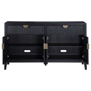 English Elm Mason Luxurious Black 2-Drawer Sideboard with Deep Red Faux Leather Accents, Tufted Detail, Sleek Wood Finish B062P354072