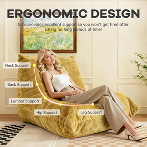 English Elm Ftmmc-huangse Chenille Bean Bag Chair Ergonomic Full Body Support Lounge Seat Yellow W3737P423385