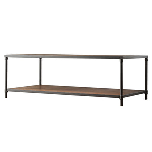 Homelegance By Top-Line Romilda Industrial Rustic Pipe Frame Coffee Table Brown Veneer