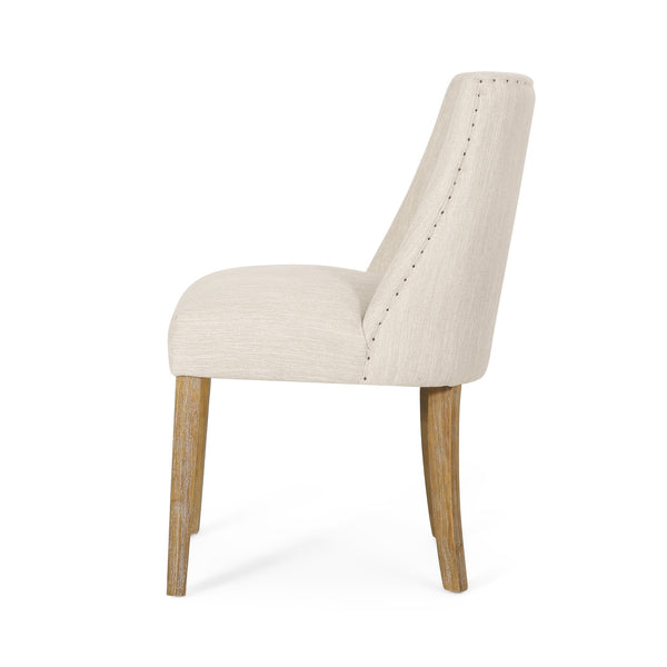 English Elm Fabric Dining Chairs with Nailhead Trim Plush Seat Rubberwood Legs Set of 2 72610.00