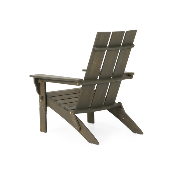 English Elm Zuma Solid Acacia Foldable Adirondack Chair Rustic Outdoor Lounger for Deck or Patio 68319.00GRY
