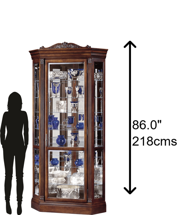 Hekman Furniture 680290 Embassy Ii Curio Cabinet - Elegant Display With Adjustable Shelves, Lighting, And Secure Design Embassy Cherry Embassy Ii Corner Curio Cabinet 680290