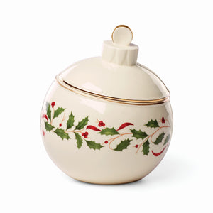 Lenox Holiday Ornament Candy Jar Red & Green, IVORY PORCELAIN 890765