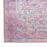 Nourison Washables NWB15 Machine Made Power-loomed Narrow Border Indoor Only Vintage  Rug Pink, Pink Front Base, 85% Polyester,9% Cotton,6% Other Fibers 99446994318