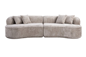 English Elm Modern Boucle Oversized L-shaped Sectional Sofa with Sculptural Curved Silhouette Camel W5515S00003