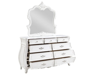 English Elm Opulence 4-Piece Queen Bedroom Set In Pearl White - Modern Elegance With Timeless Storage Solutions B009S01368-GIGA
