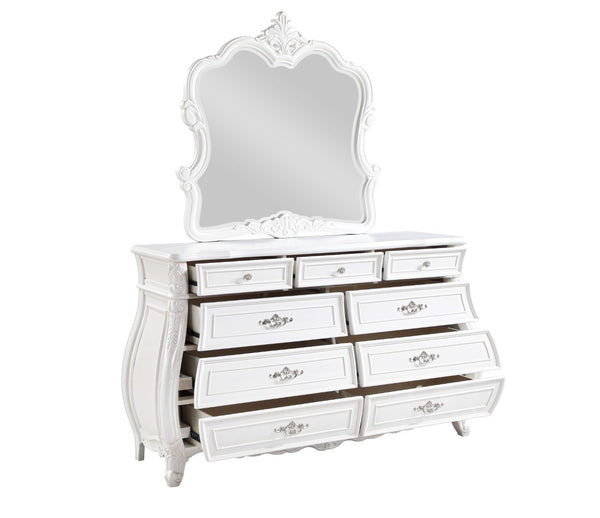 English Elm Opulence 4-Piece Queen Bedroom Set In Pearl White - Modern Elegance With Timeless Storage Solutions B009S01368-GIGA