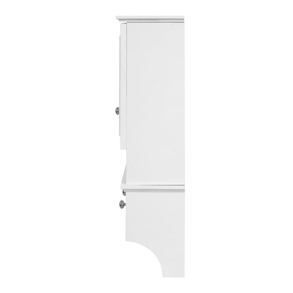 English Elm 4-in-1 Wall Mounted Bathroom Cabinet with Mirror Drawers and Towel Hooks Vanity White N710P405416K