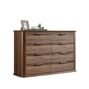 English Elm Fluted Wave Panel 7 Drawer Mdf Dresser Modern Bedroom Storage with Tv Stand Top T5326P425099