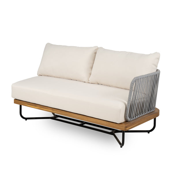 English Elm Christopher Knight Home® - Lucca Outdoor 6-Seater Acacia Wood Patio Set With Rope Woven Accents & Coffee Table - Beige Comfort N773OS00067B