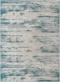 Unique Loom Outdoor Modern Cartago Machine Made Abstract Rug Teal, Ivory 10' 0" x 14' 1"