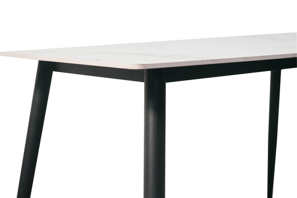 English Elm Modern Sintered Stone Rectangular Dining Table Seats Six with Tapered Black Metal Legs W1911S00017