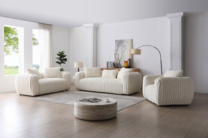English Elm Cancun White Bouclé Sofa G00932A-S — Compact Upholstered Comfort, Durable Frame, Plush Back Pillow B078S00628