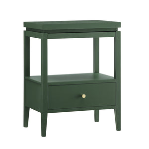 English Elm Olana Vintage Green Nightstand with Floating Top, 1 Drawer, Hidden Tray, Gold Pull & Tapered Legs B050P376962