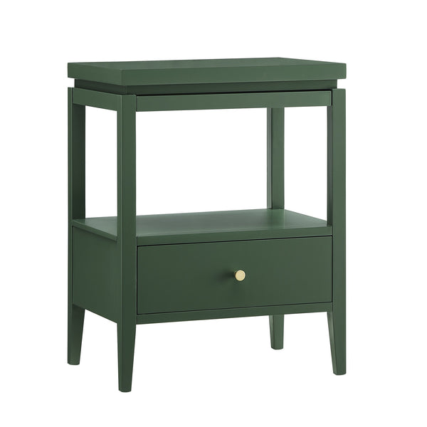 English Elm Olana Vintage Green Nightstand with Floating Top, 1 Drawer, Hidden Tray, Gold Pull & Tapered Legs B050P376962