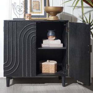 English Elm Modern Black Wood Storage Cabinet - Stylish 30In Accent Sideboard For Living Room, Bedroom & Entryway W2729P239175