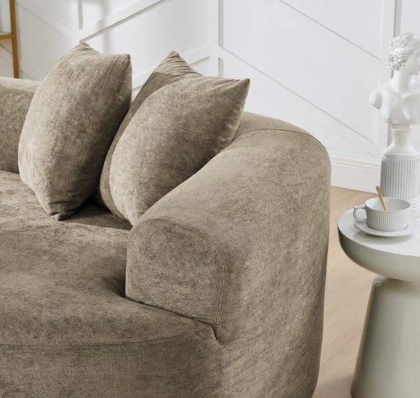 English Elm Modern Chenille Cloud Sectional Sofa Curved 4 Seat Living Room Couch Ready to Use Light Brown W1413S00133