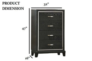 English Elm Contemporary Matte Black 4-drawer Chest with Chrome Handles and Tapered Wood Legs B011P447449