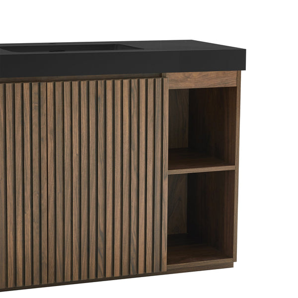 English Elm Grace Floating Walnut Vanity with Solid Surface Sink and Soft Close Storage Drawers Walnut Brown W1865S00226
