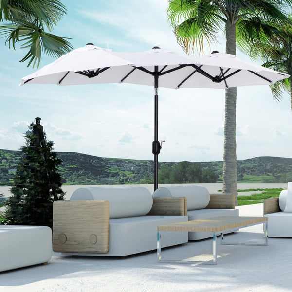 English Elm Outsunny 9.5' Double-Sided Patio Umbrella With Tilt & Crank, Large Canopy For Outdoor Shade & Style W2225P200475-GIGA