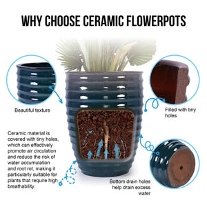 English Elm Ceramic Modern Planter - Artisan Army Green Flowerpot For Indoor, Patio, And Garden Decor W3273P326363