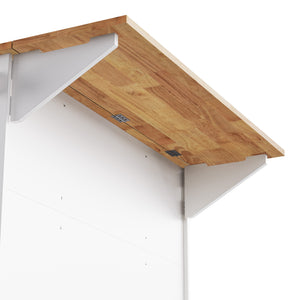 English Elm K&K 54" Farmhouse Kitchen Island with Embossed Texture, Drop Leaf, Soft-Close Drawers & Wheels White N707P195395W