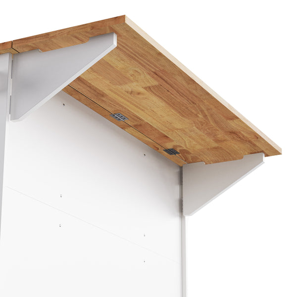 English Elm K&K 54" Farmhouse Kitchen Island with Embossed Texture, Drop Leaf, Soft-Close Drawers & Wheels White N707P195395W