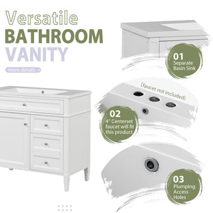 English Elm 36'' Modern Bathroom Vanity Set With Sink, Mirror & Open Shelves - Stylish Storage Solution! N710S236006K