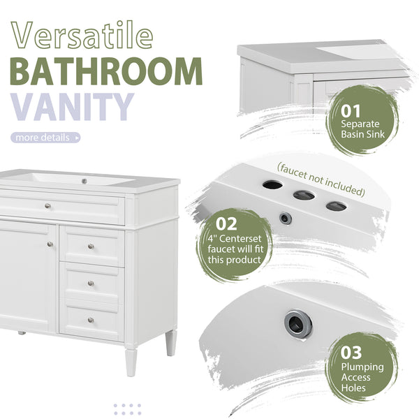 English Elm 36'' Modern Bathroom Vanity Set With Sink, Mirror & Open Shelves - Stylish Storage Solution! N710S236006K