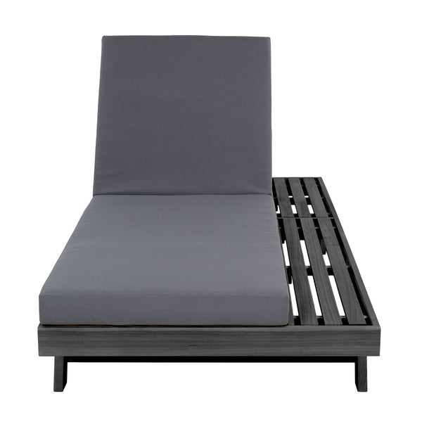 English Elm Lounge Chaise Outdoor Acacia Wood Slatted Frame with Water Resistant Cushion Resort Style Black,Dark Grey N770P442B429CUSHDGRY