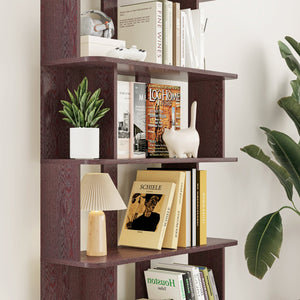 English Elm Set of 2 Modular Corner Bookcases L Shaped and I Space Saving Home Office Shelving Ox Blood Red W2899S00002