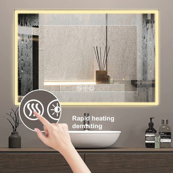 English Elm 48*32In Led Framed Bathroom Vanity Mirror - Anti-Fog, Adjustable Lighting, Durable & Stylish Design W2709P268900