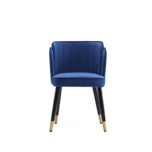 English Elm Zephyr Velvet Dining Chair with Solid Wood Frame, Gold-Tip Splayed Legs and Tulip Stitching Blue B365P397767