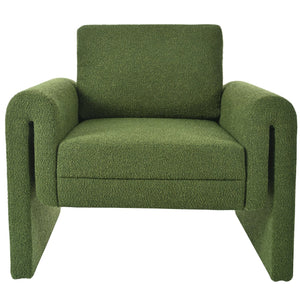English Elm Christopher Knight Home® - Modern Bouclé Upholstered Accent Chair with Rounded Arms, Solid Wood Frame, 330lb Capacity, Luxe Comfort Green N765P248341N