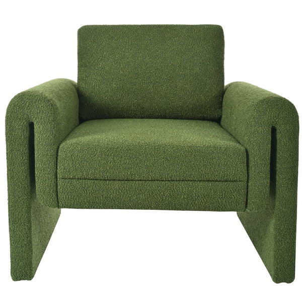 English Elm Christopher Knight Home® - Modern Bouclé Upholstered Accent Chair with Rounded Arms, Solid Wood Frame, 330lb Capacity, Luxe Comfort Green N765P248341N