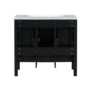 English Elm 72'' Elegant Bathroom Vanity Set With Resin Sink, Solid Wood Frame, Ample Storage & Soft-Close Doors N710SS00012B