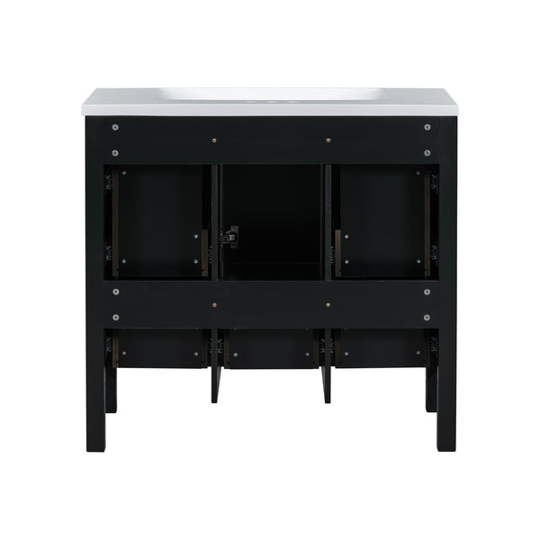 English Elm 72'' Elegant Bathroom Vanity Set With Resin Sink, Solid Wood Frame, Ample Storage & Soft-Close Doors N710SS00012B