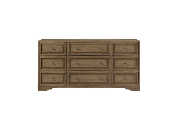 English Elm Hickory Veneer Nine Drawer Dresser with Felt and Cedar Lining for Master Bedroom B2699P439937