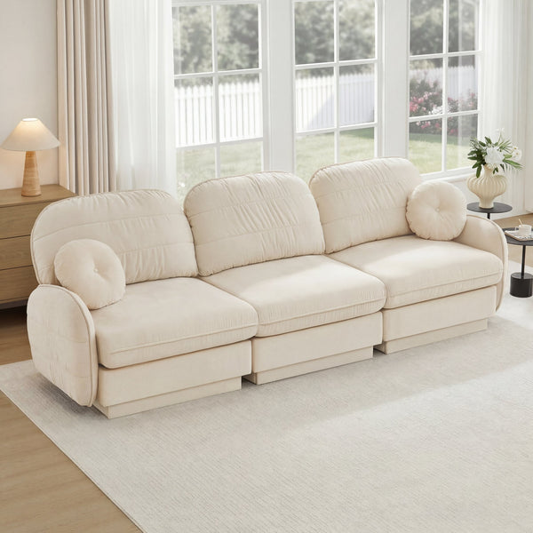 English Elm 105" Chenille Cloud Sofa Deep Seat Three Seater with Quilted Back for Living Room W714S01750