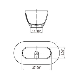 English Elm 59 Inch Stone Resin Freestanding Bathtub Oval Spa Soaking Tub for Small Bathrooms Black W1613P355471
