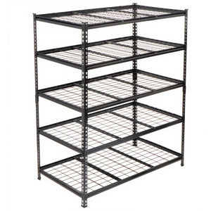 English Elm 5-tier Industrial Steel Shelving Unit Boltless Garage Workshop Storage Rack Black W2932P373612