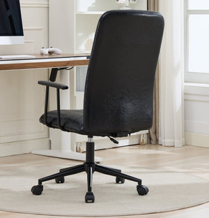 English Elm Antique Pu Leather High Back Office Chair with Swivel Gas Lift and Padded Armrests Antique Black W3149S00004