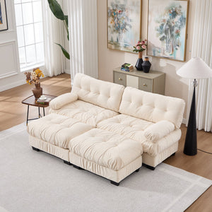 English Elm U Shaped Modular Sectional Sofa Flannelette Cloud Couch Deep Seat Plush Living Room Beige W2120S00029