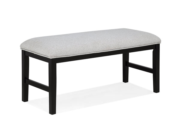 English Elm 1pc Upholstered Bench with Neutral Fabric and Dark Wood Legs for Stylish, Comfortable Dining Room Seating Black,Light Gray 18.25 L x 42 W x 6.25 H B2741P370415