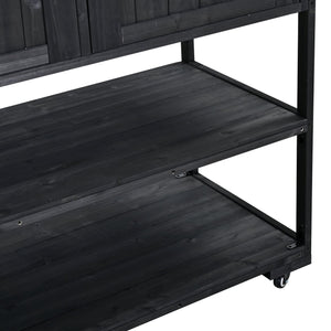 English Elm Topmax Modular Fir Wood Outdoor Kitchen Cart Stainless Steel Prep Station Black N717P417963B